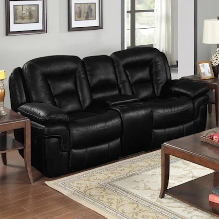 Casual Reclining Loveseat with 2 Recliners and Console